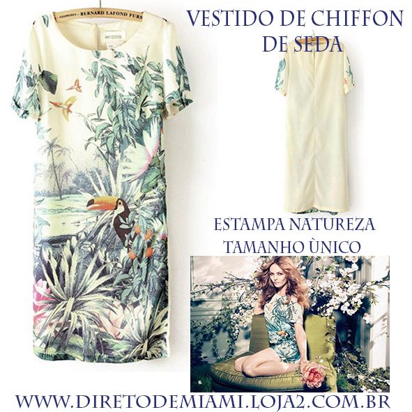 VESTIDO DE CHIFFON DE SEDA NATUREZA