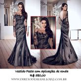 VESTIDO FESTA COM APLICAÇÕES DE RENDA